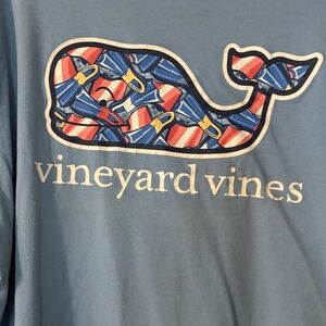 Vineyard Vines Blue Tee with Nautical Whale Design